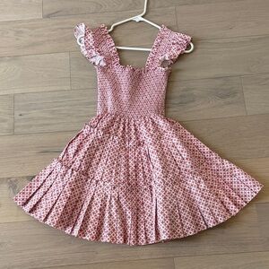 Hill House Mini Short Nap Dress Pink and White XS